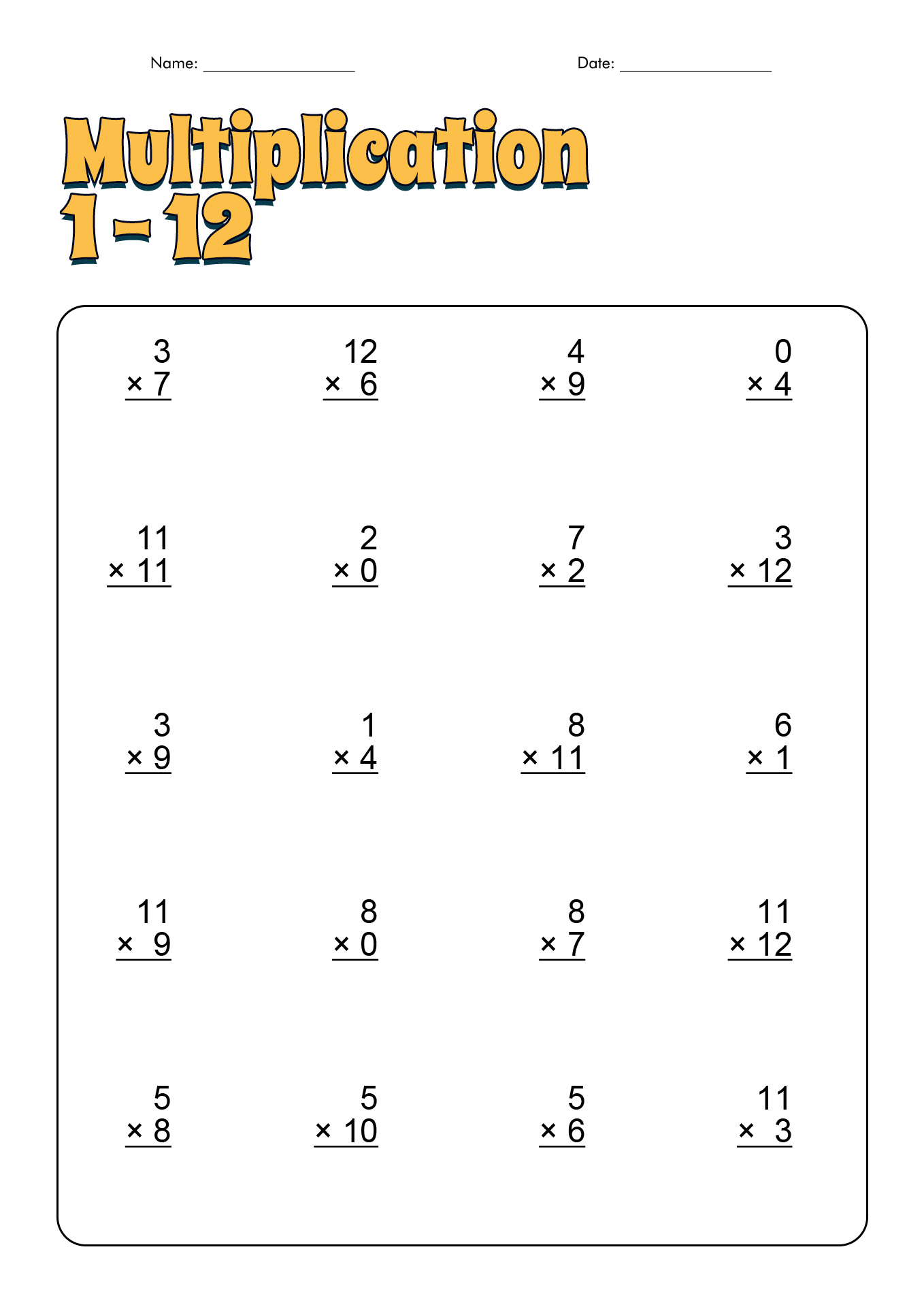 13 1 Through 12 Multiplication Worksheets Worksheeto