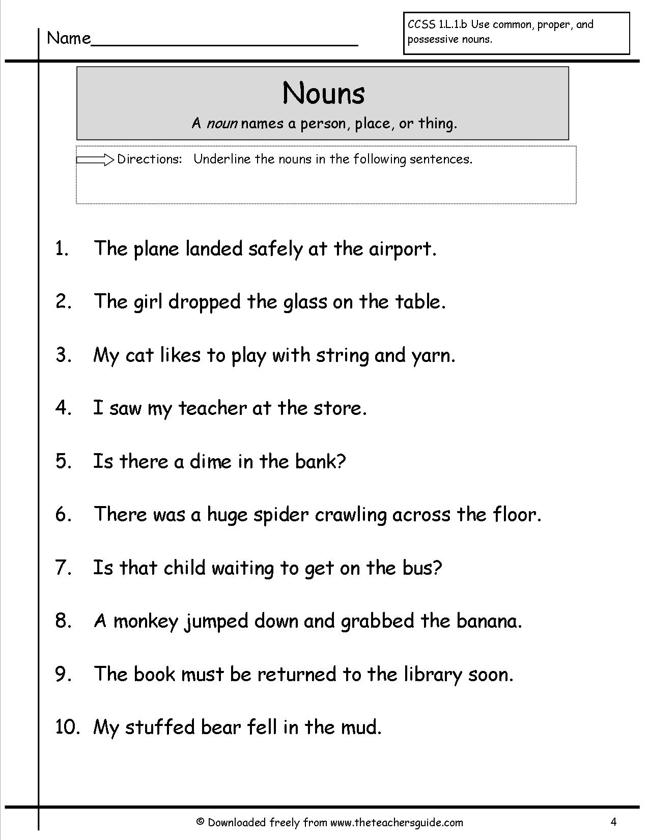 Noun Worksheet