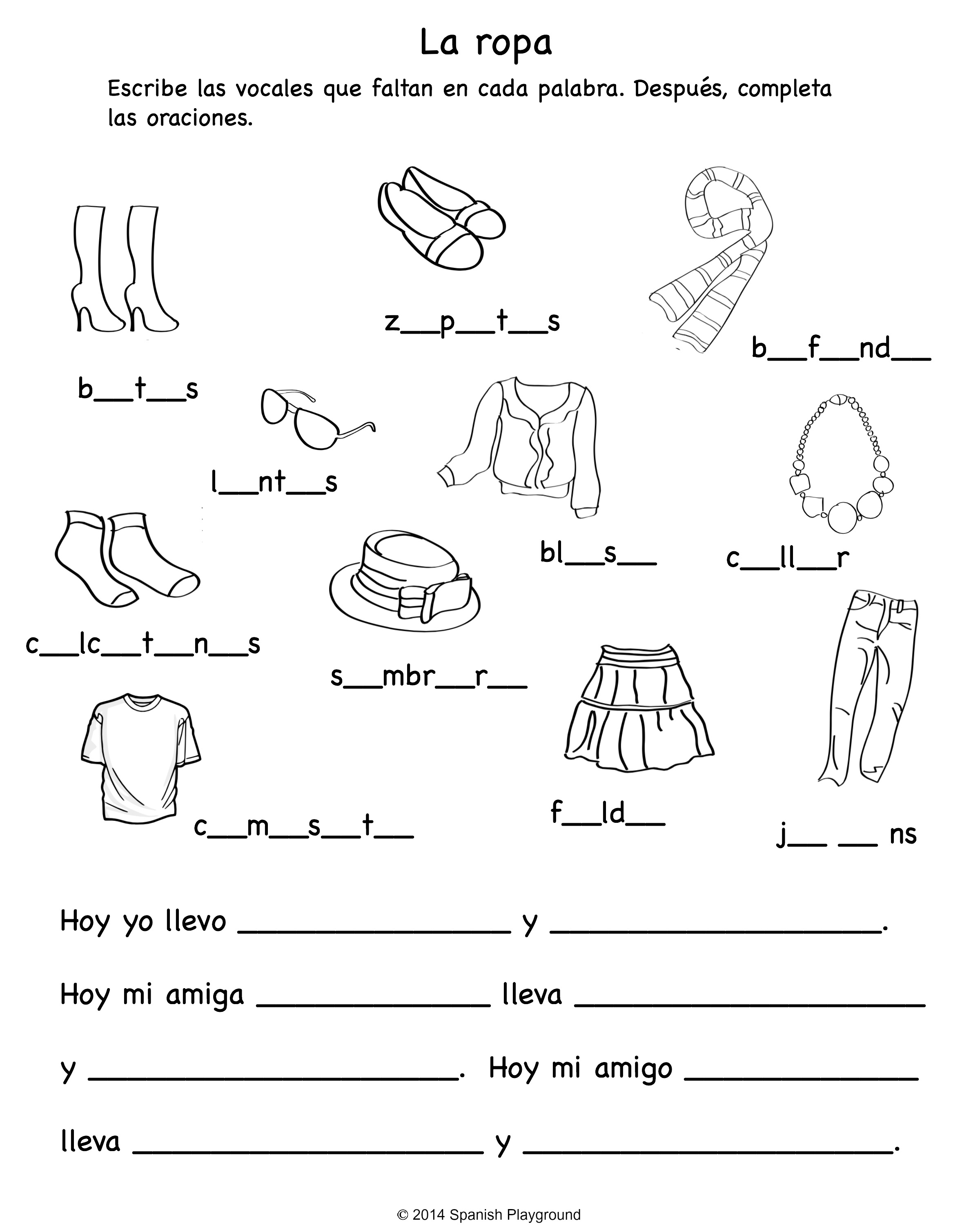 13 Spanish Clothing Printable Worksheet Worksheeto