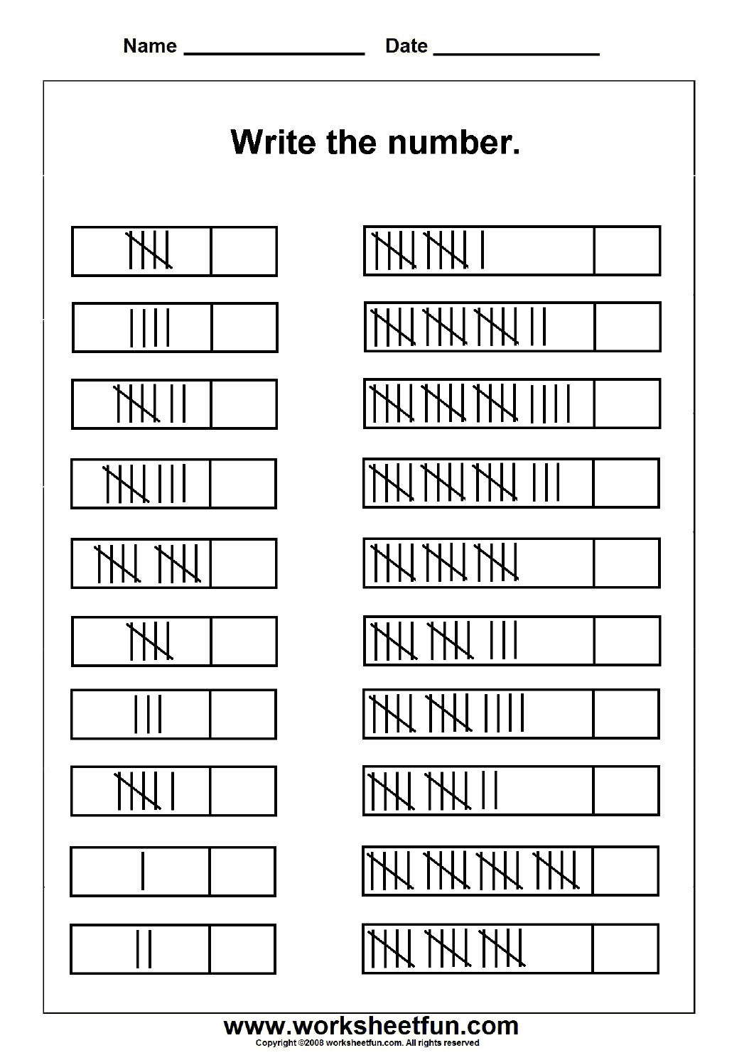 Tally Marks Worksheets