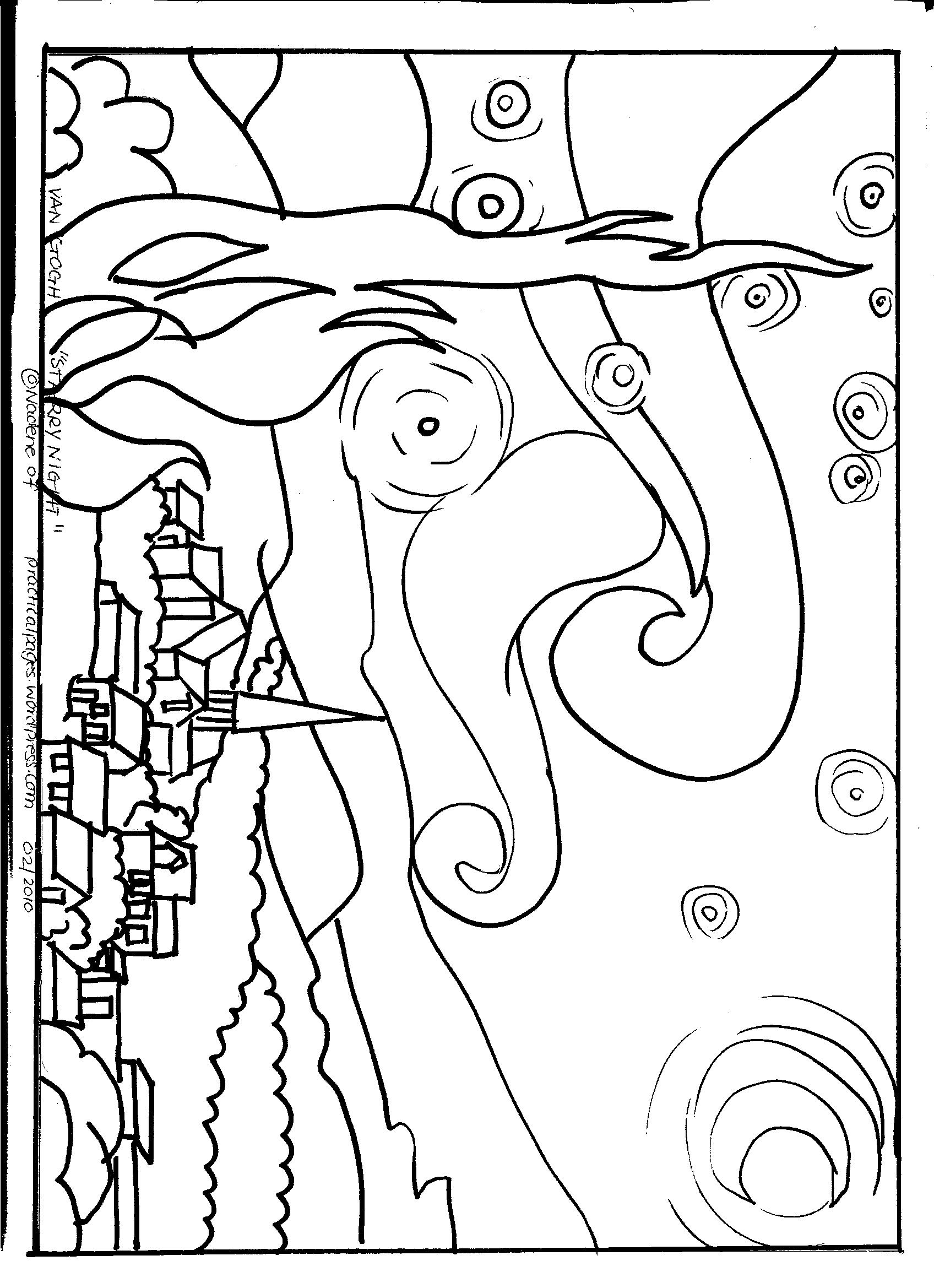 Van Gogh Starry Night Coloring Page