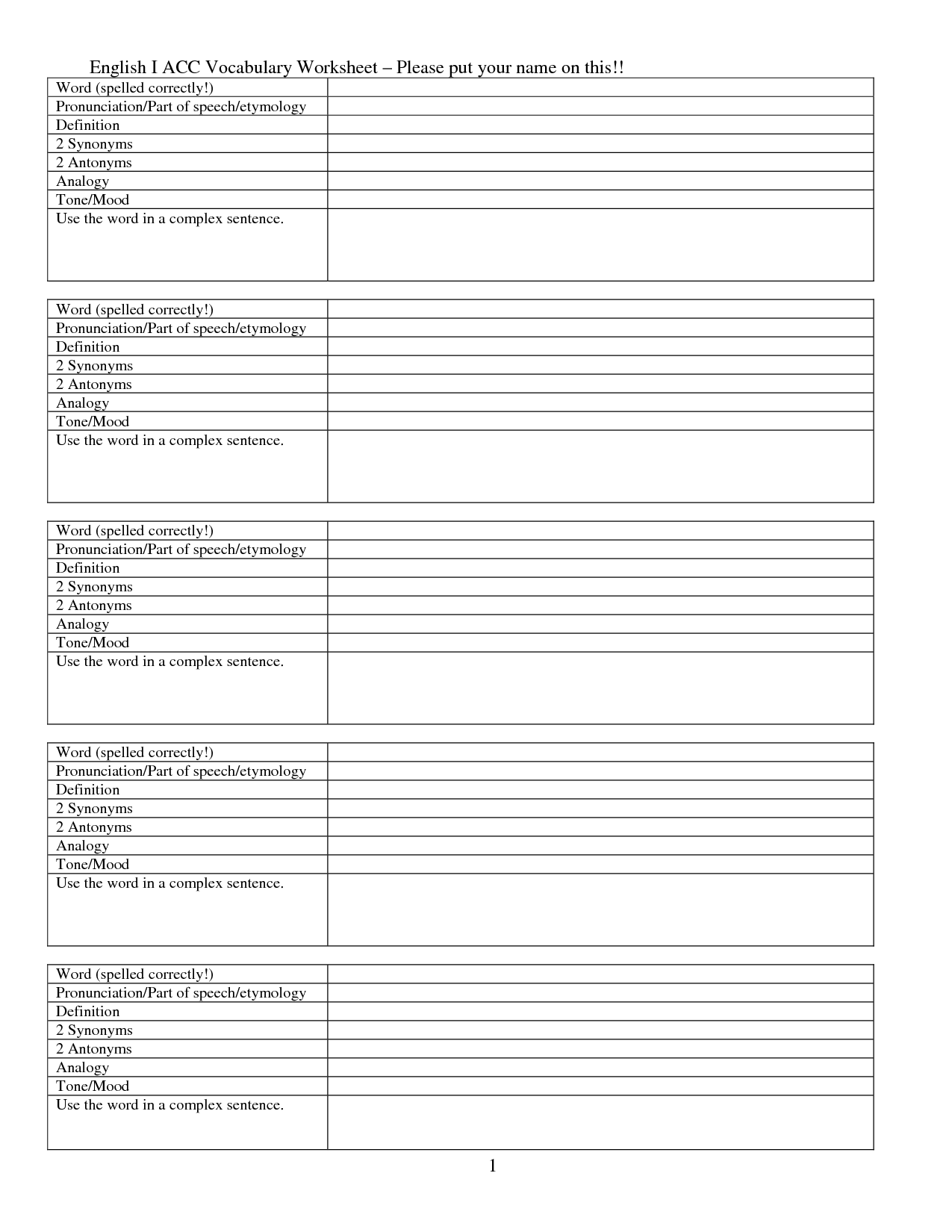 15 Word Definition Worksheets Worksheeto