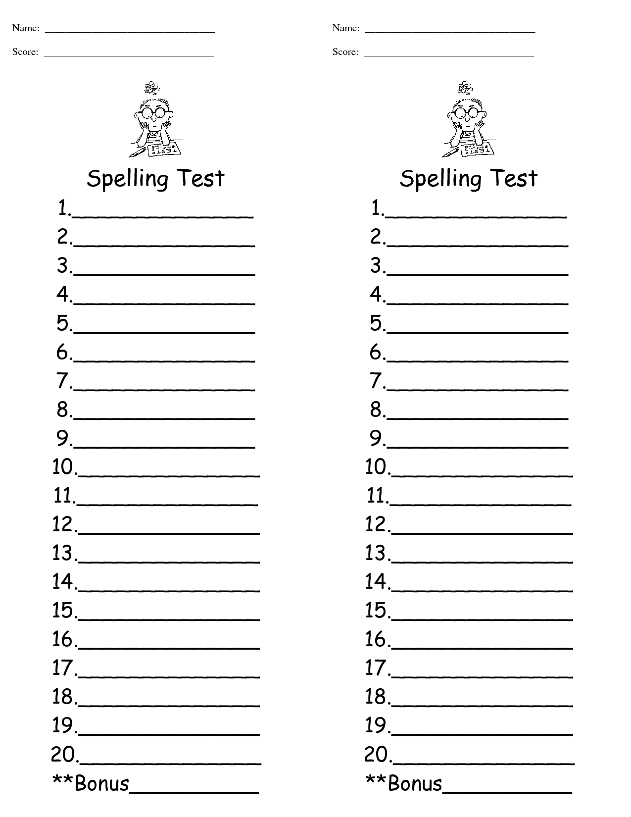 16 Free Spelling Test Worksheet Worksheeto