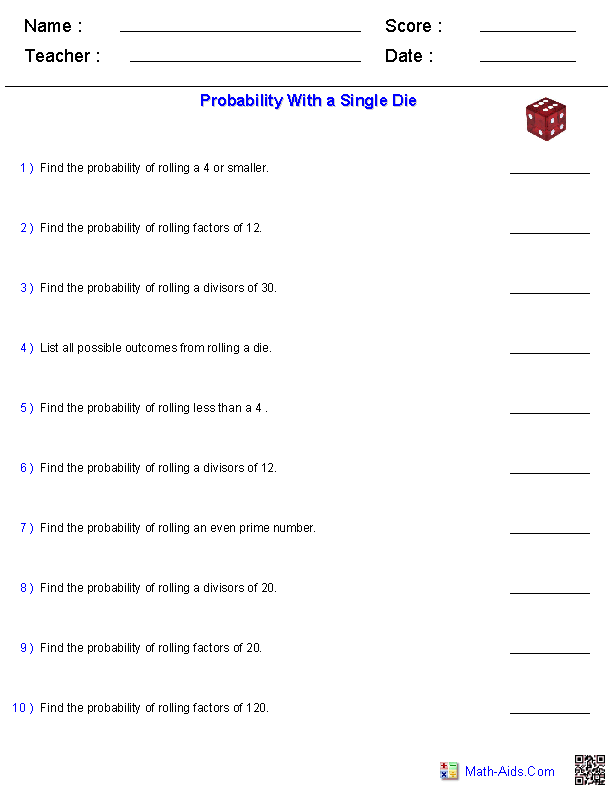 6th Grade Probability Worksheets