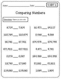 12 Best Images of Comparing Whole Numbers Worksheets - 2nd Grade Math ...