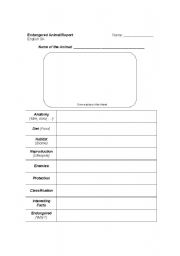 Endangered Animal Research Worksheet