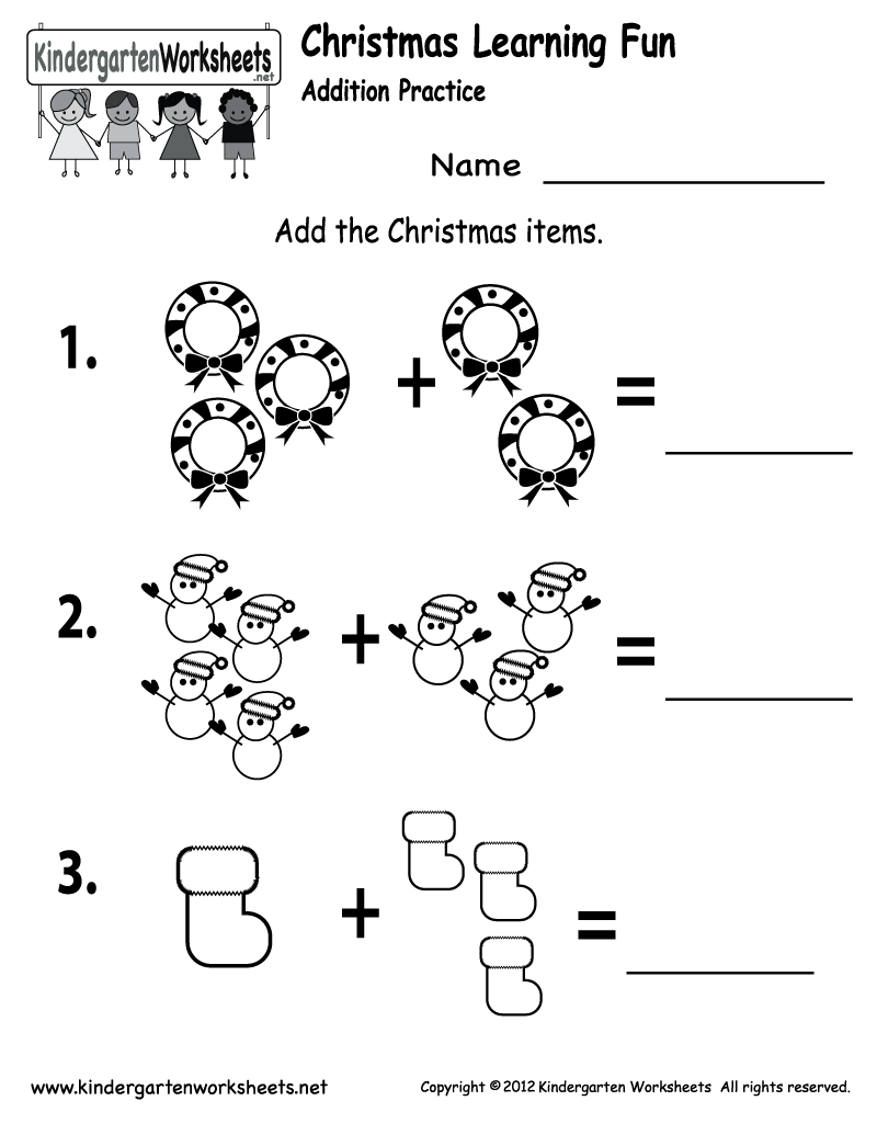 Free Printable Kindergarten Addition Worksheets