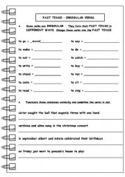 Irregular Past Tense Verb Worksheet