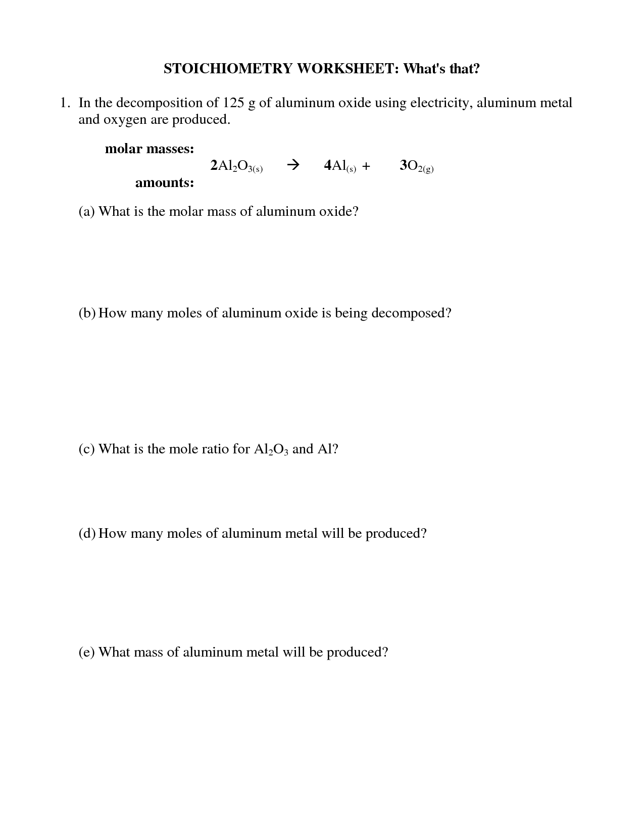 12 Mole Ratio Worksheet Answer Key Worksheeto