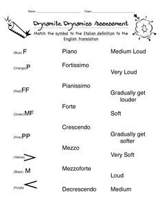 Music Dynamics Worksheet