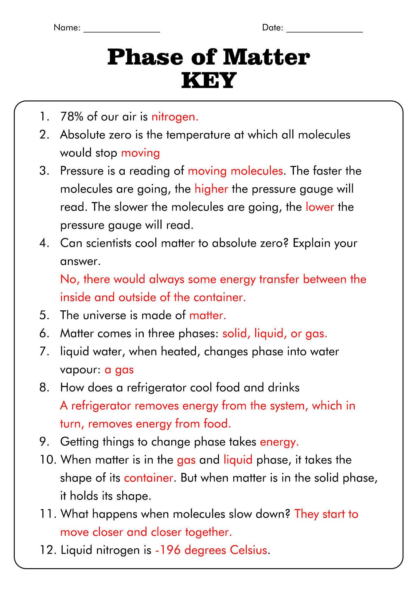 13 Phase Change Worksheet Middle School Free PDF At Worksheeto