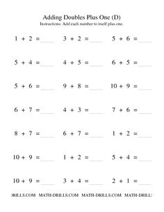 Adding Doubles Plus One Worksheets