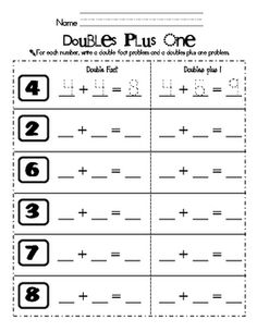 Doubles Plus One Worksheet