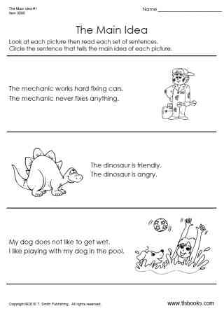 Main Idea Worksheets 1st Grade