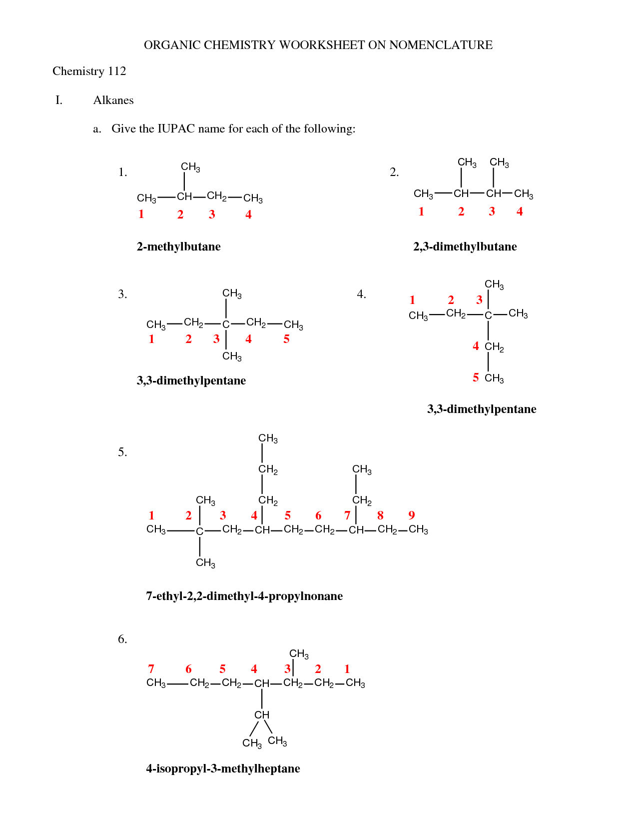 10 Simple Organic Compounds Worksheet Worksheeto