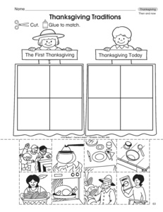 Then and Now Thanksgiving Worksheet Kindergarten