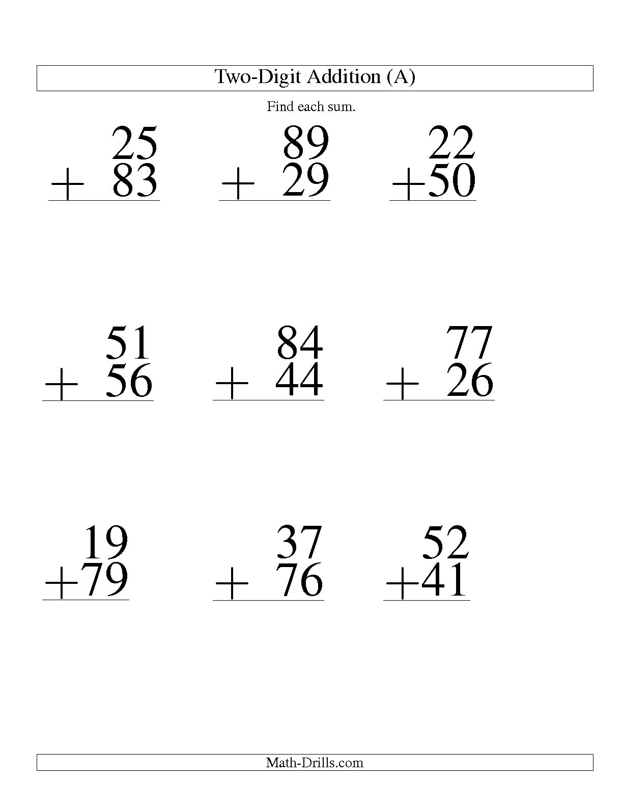 17 2 Digit Addition Without Regrouping Worksheets 2nd Grade Worksheeto