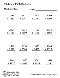 6th Grade Math Worksheets Multiplication