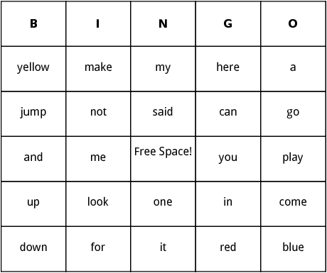 Bingo Card Template in Word