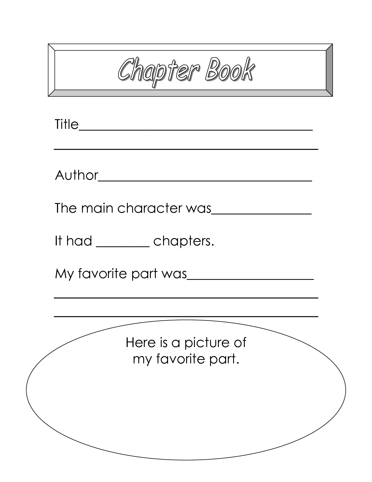 Chapter Book Report Template Elementary