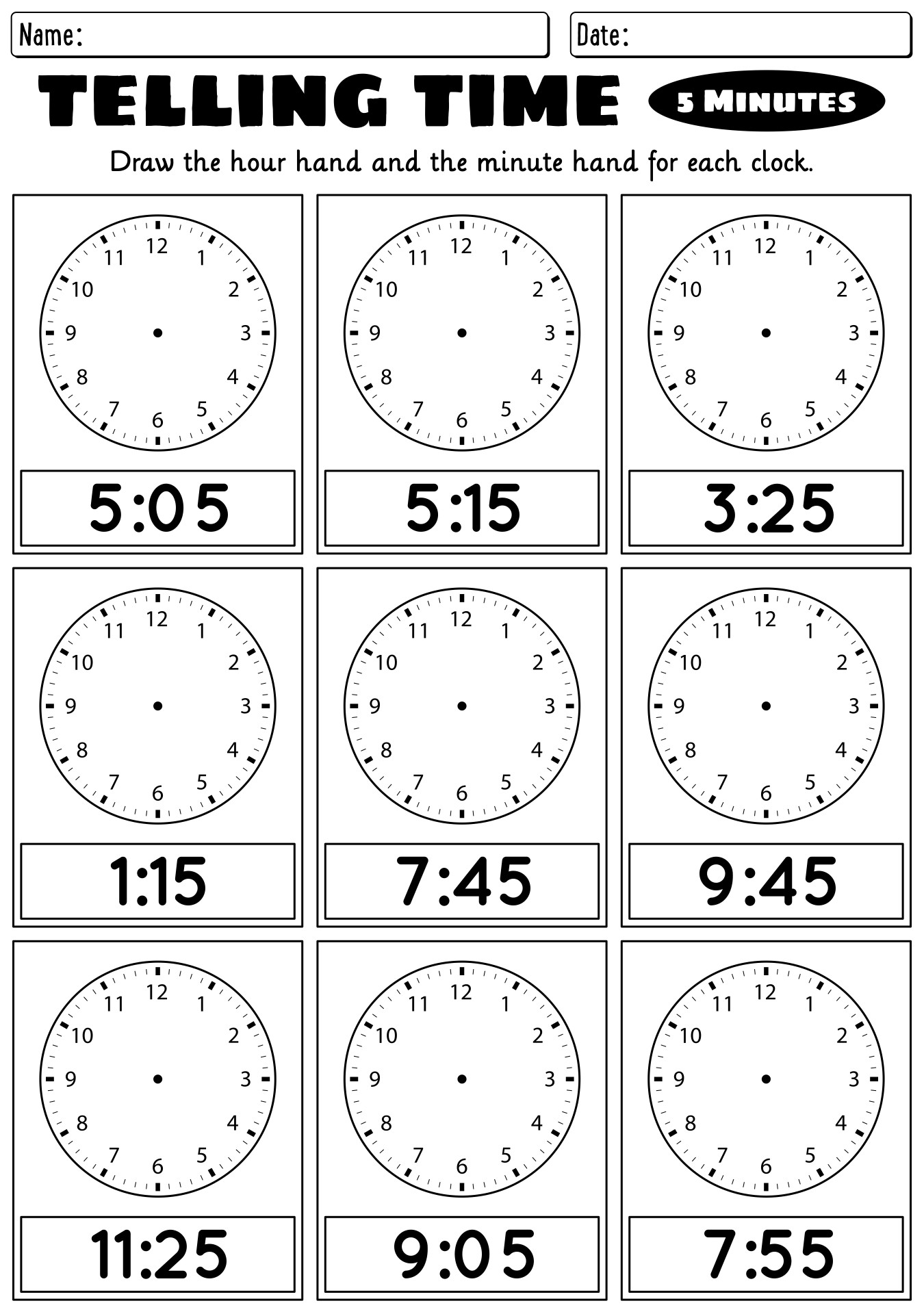 Clock Time Practice Worksheet