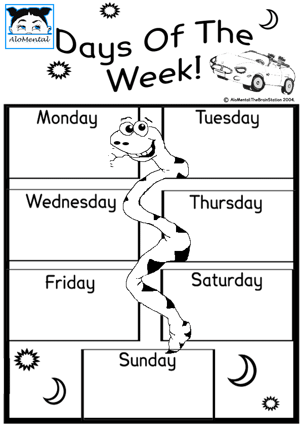 Days of Week Worksheet