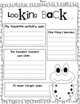 End of School Year Reflection Worksheets