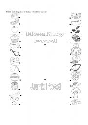 Healthy and Junk Food Worksheets