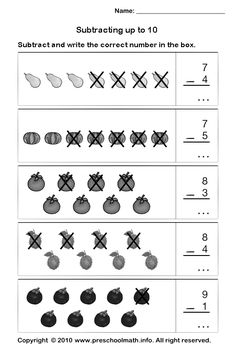 Kindergarten Math Subtraction Worksheets