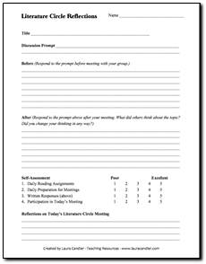 Literature Circles Evaluation Form