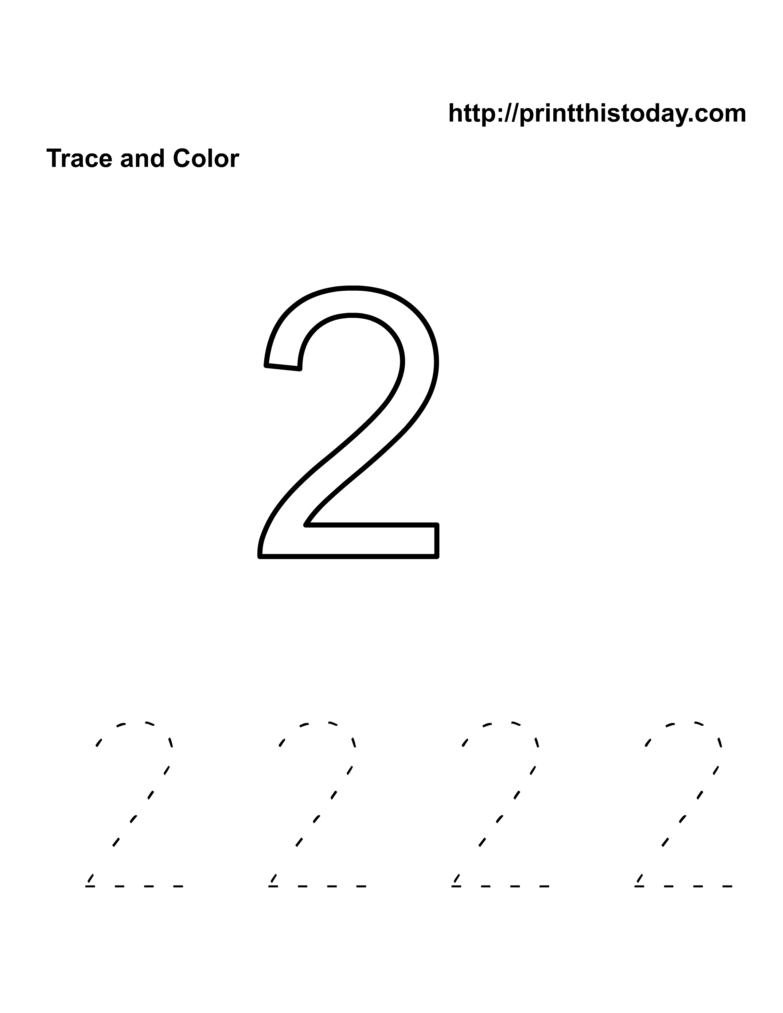 Number 2 Tracing Worksheets