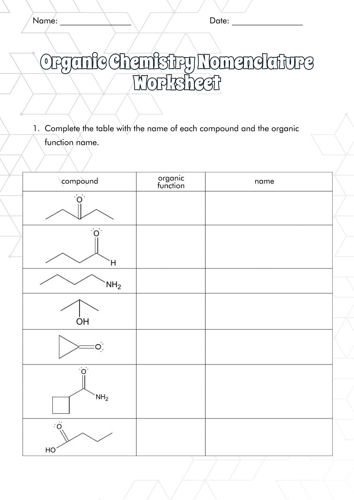 11 Organic Chem Worksheet With Answers Free PDF At Worksheeto