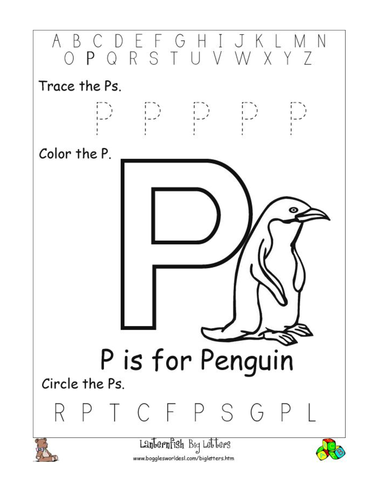 Printable Letter P Worksheets Preschool