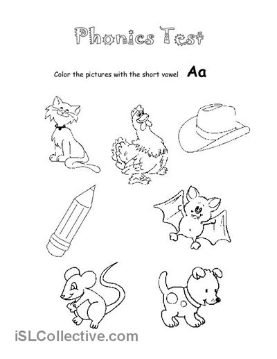 Short-Vowel Coloring Sheets