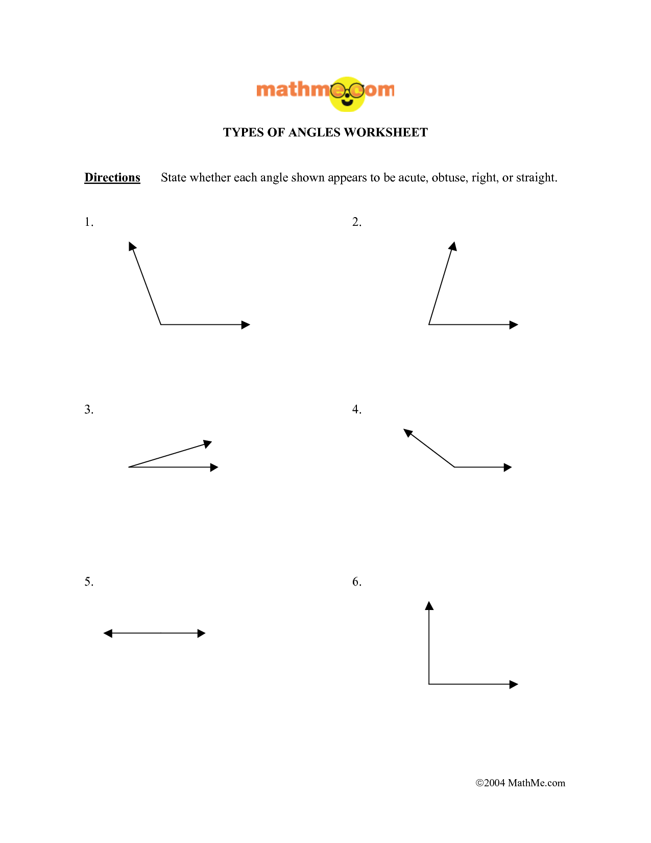 Math Angles Worksheets