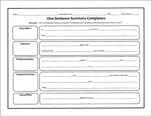 Book Chapter Summary Graphic Organizer