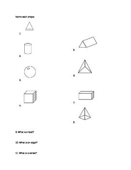 Dimensional Shapes Worksheets