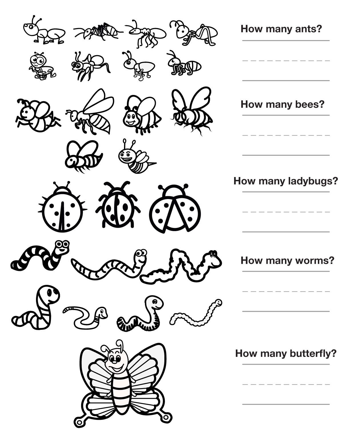 Free Printable Insects Worksheets