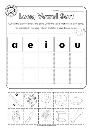 Long Vowel Cut and Paste Worksheets