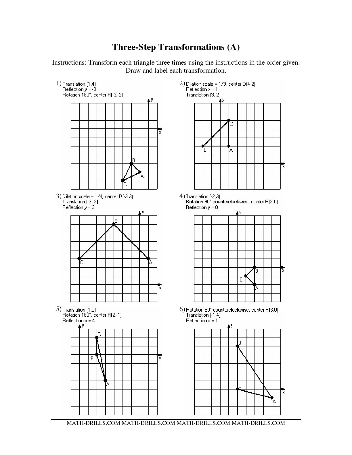 Transformation Worksheets Geometry