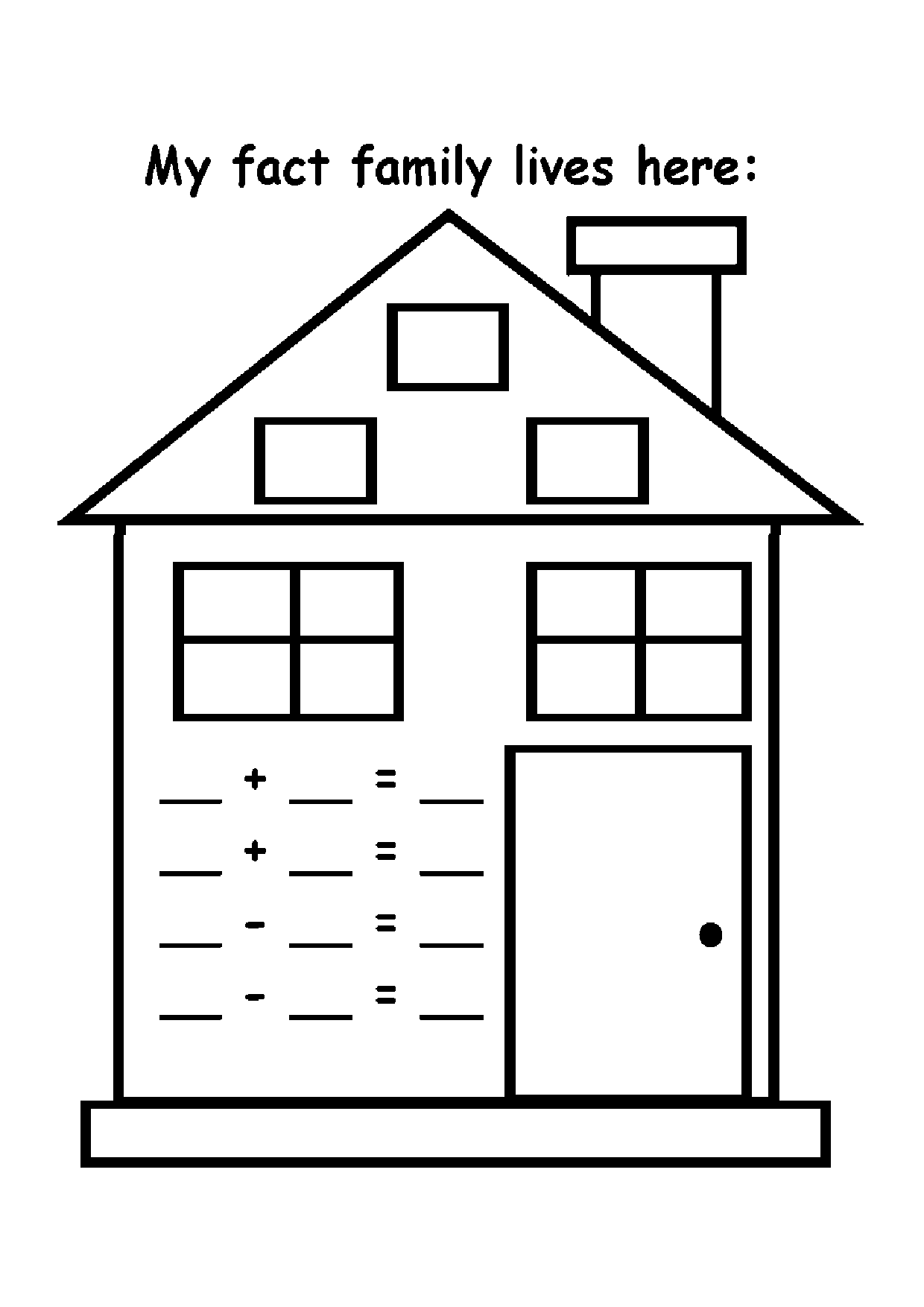 Fact Family Houses Worksheets