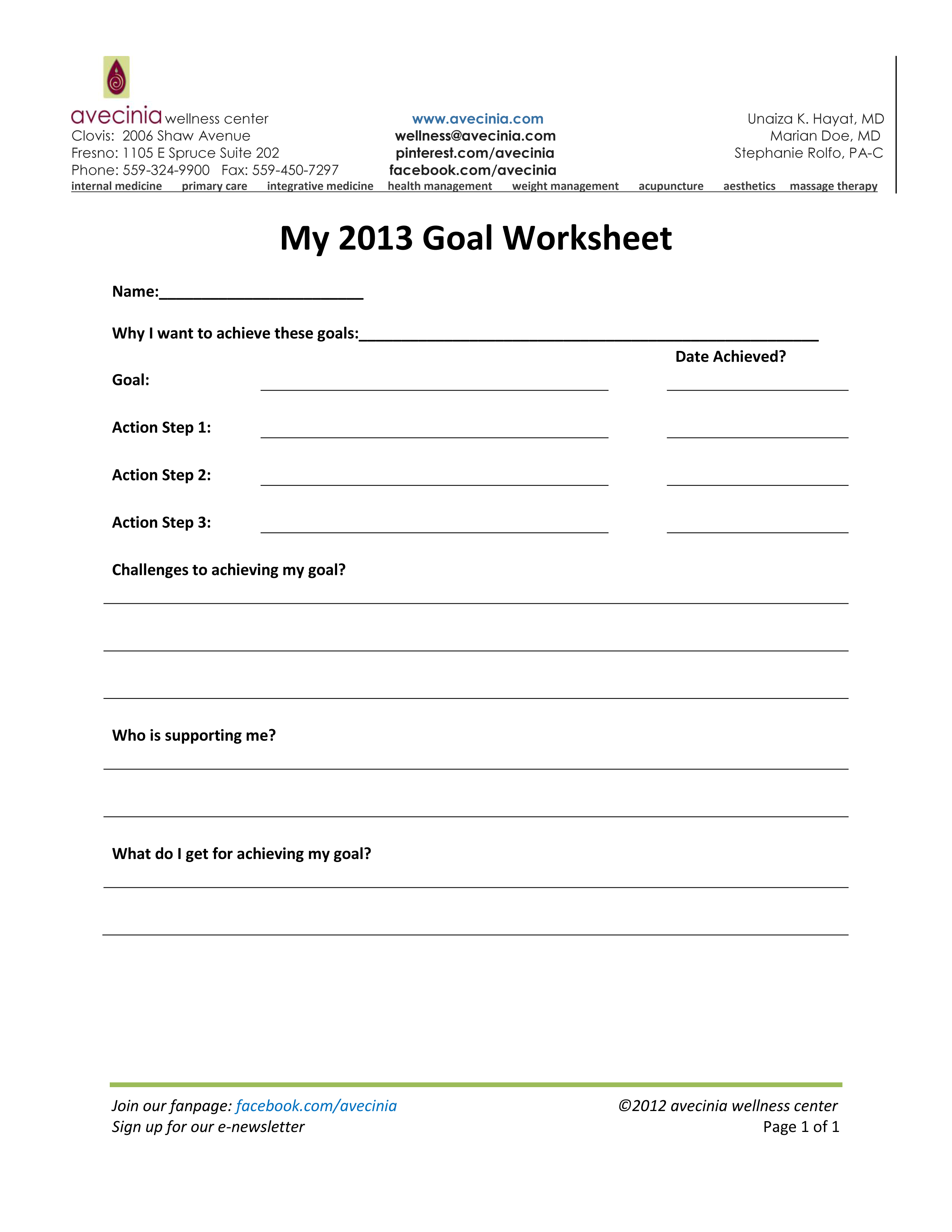 Goal Setting Worksheet