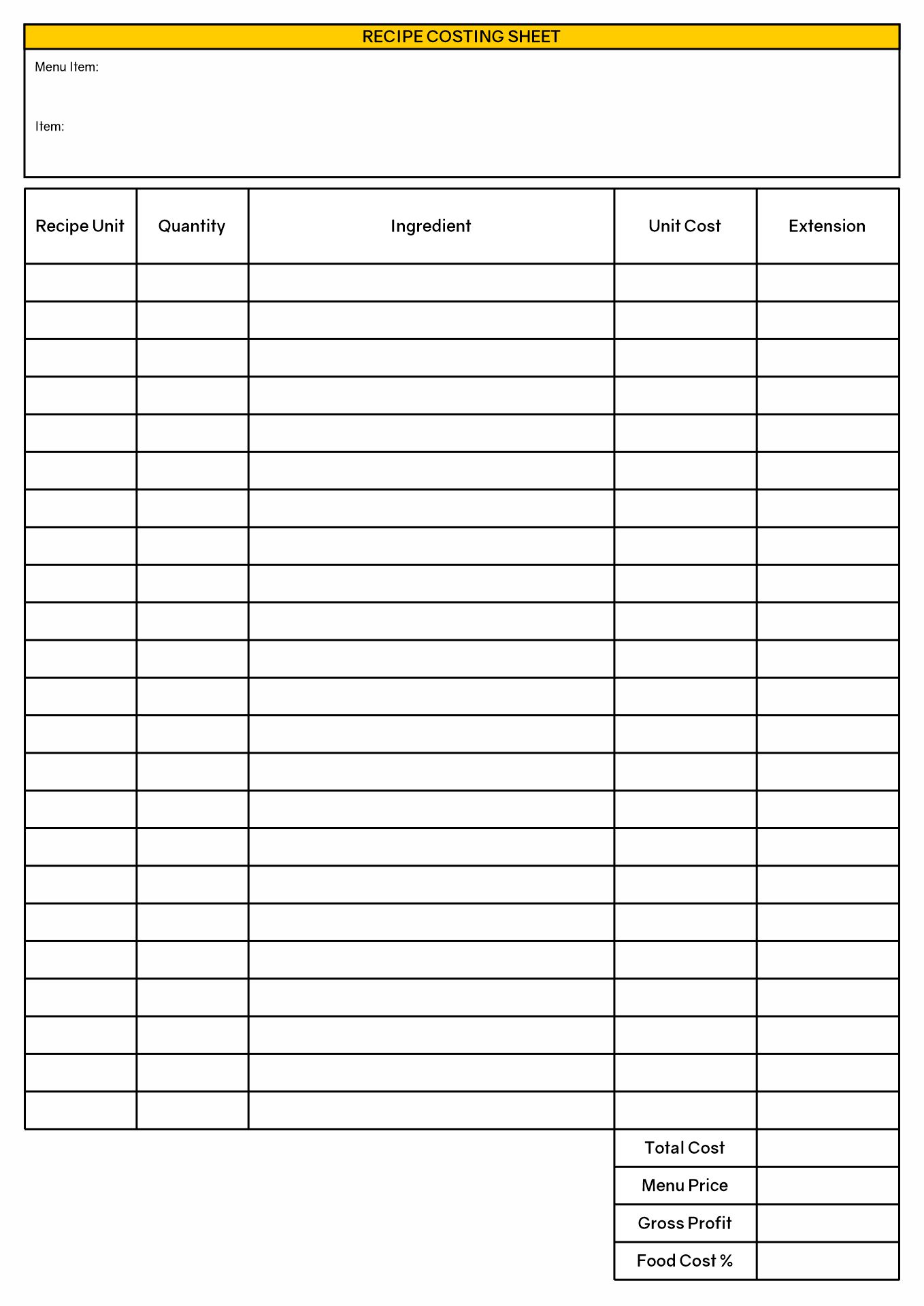 6 Recipe Costing Worksheet Free PDF At Worksheeto