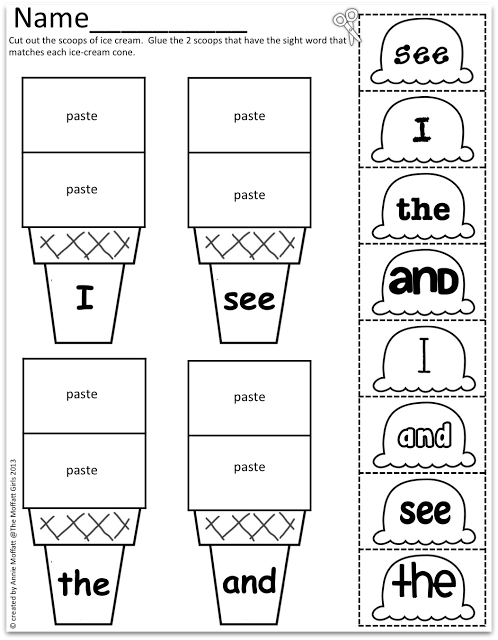 Sight Word Cut and Paste