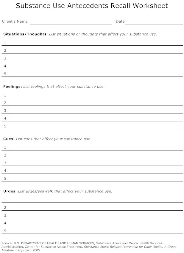 19 Recovery And Relapse Worksheet Worksheeto