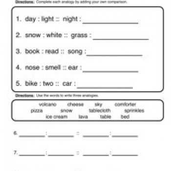 3rd Grade Analogy Worksheets