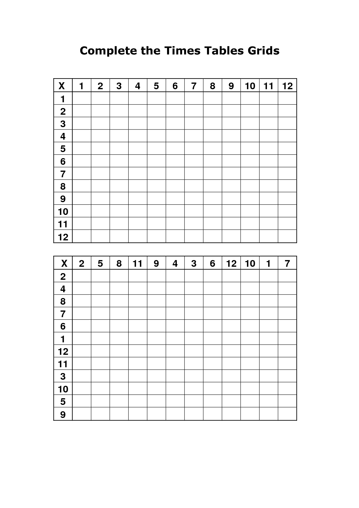 Blank Times Table Grid Printable Free - Printable Templates by Nora
