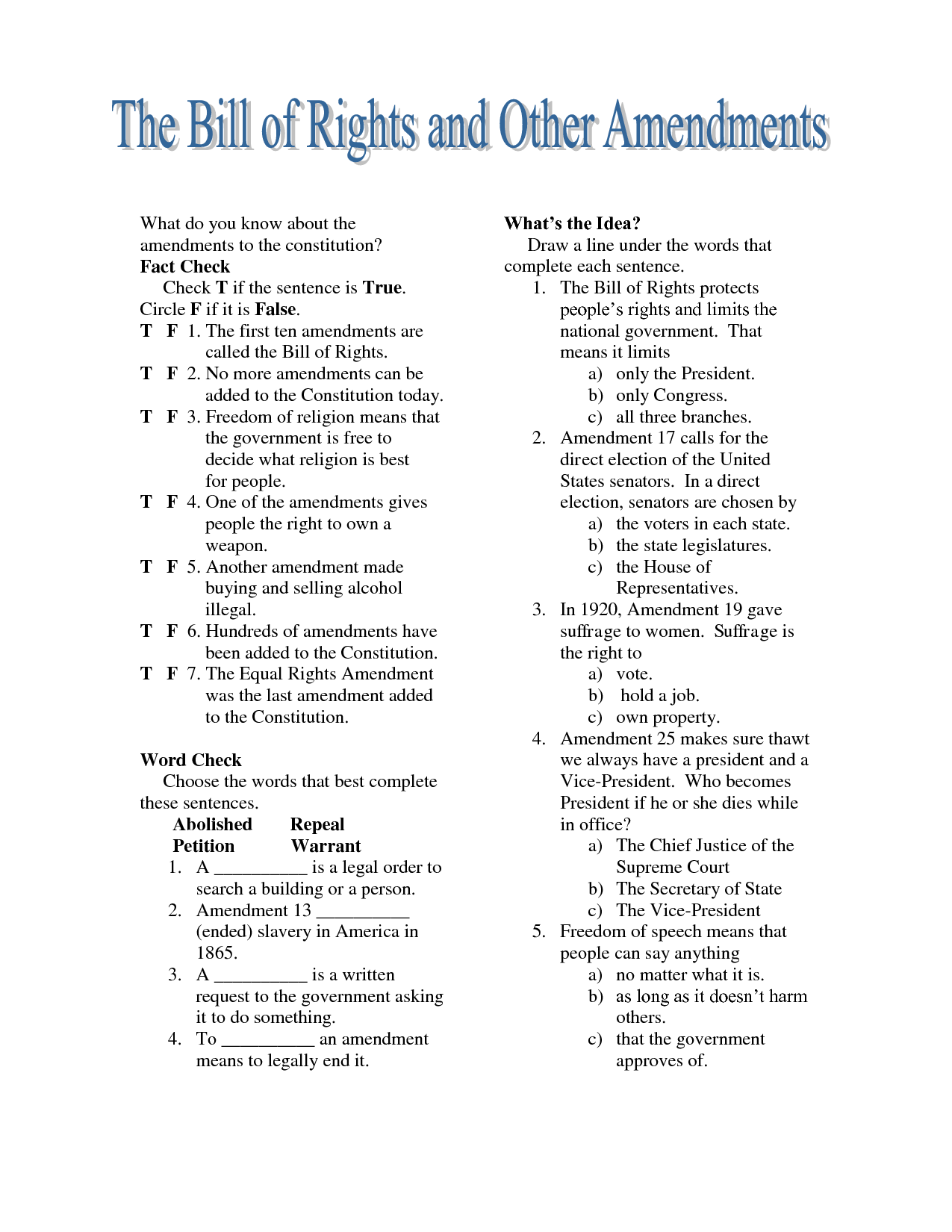 12 1st Amendment Worksheet Worksheeto