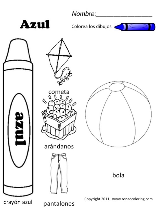 Free Spanish Color Worksheets