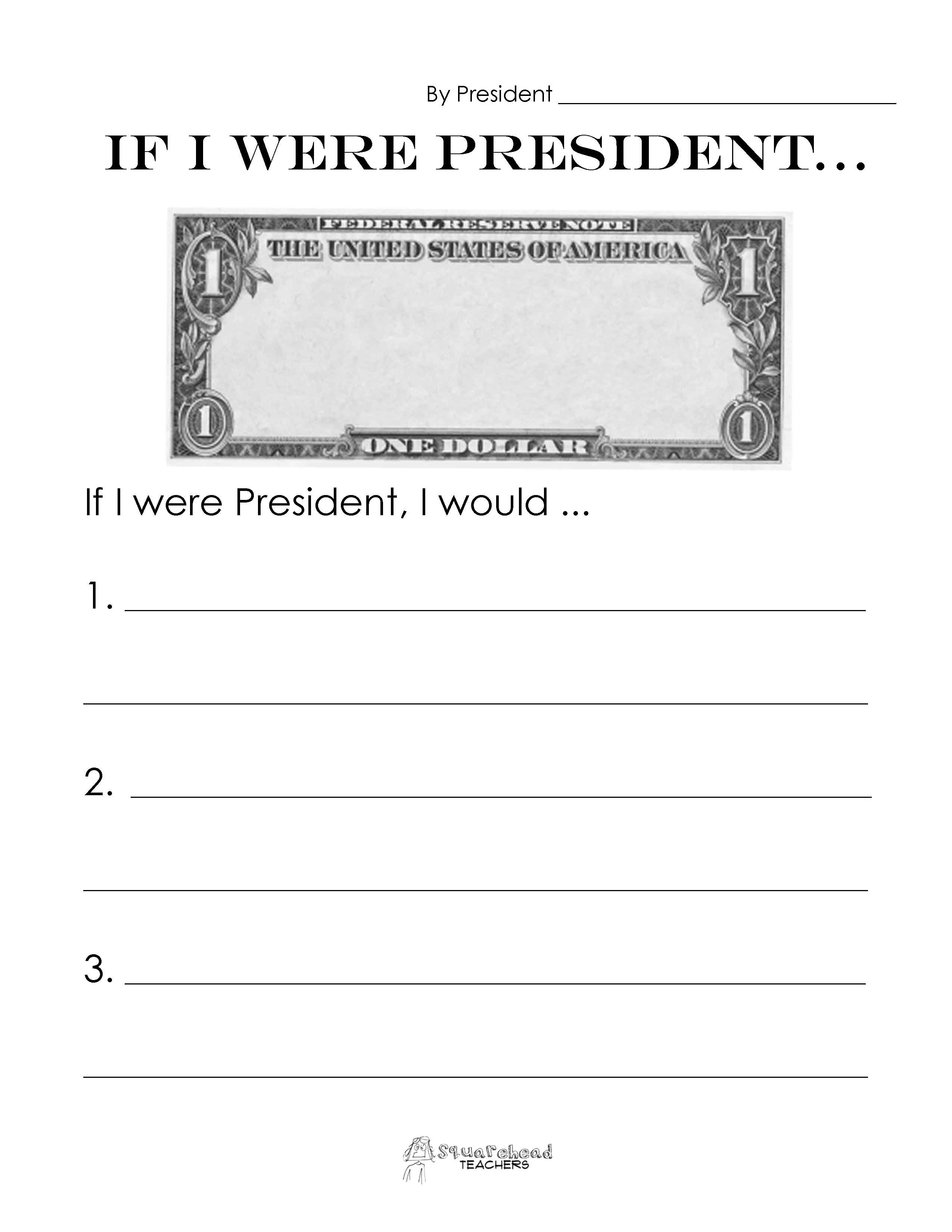 If I Were President Printable Worksheet